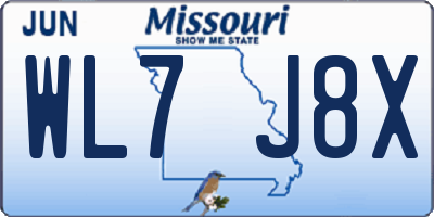 MO license plate WL7J8X