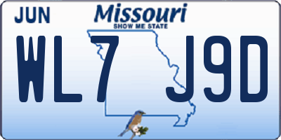 MO license plate WL7J9D