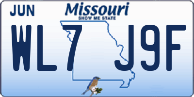 MO license plate WL7J9F