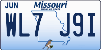 MO license plate WL7J9I