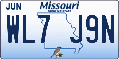 MO license plate WL7J9N
