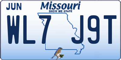 MO license plate WL7J9T