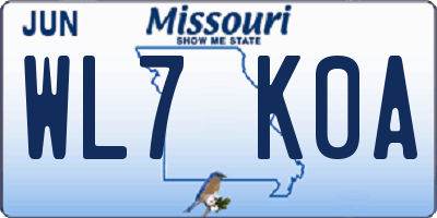 MO license plate WL7K0A