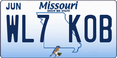 MO license plate WL7K0B