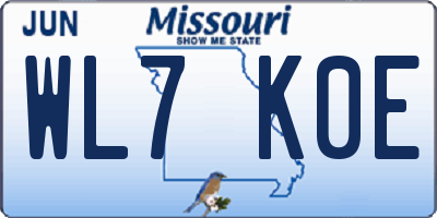 MO license plate WL7K0E