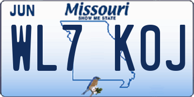 MO license plate WL7K0J