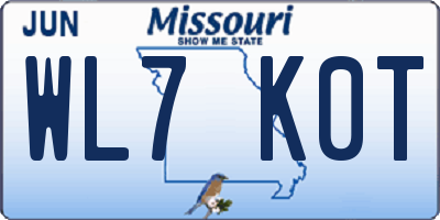 MO license plate WL7K0T