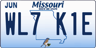 MO license plate WL7K1E
