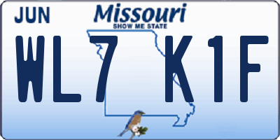 MO license plate WL7K1F