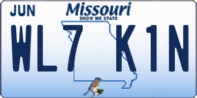 MO license plate WL7K1N
