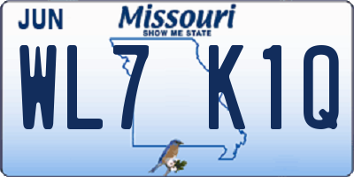 MO license plate WL7K1Q