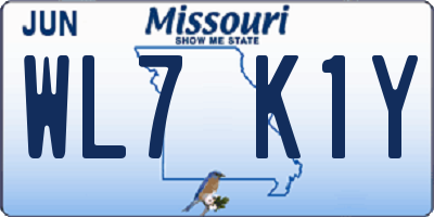 MO license plate WL7K1Y