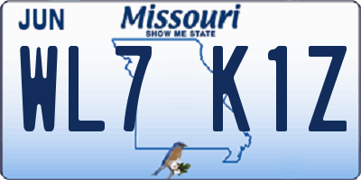MO license plate WL7K1Z