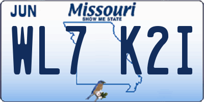 MO license plate WL7K2I