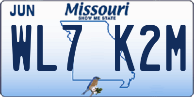 MO license plate WL7K2M