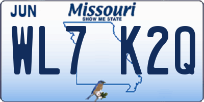 MO license plate WL7K2Q