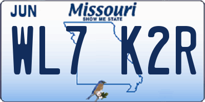 MO license plate WL7K2R