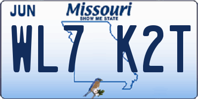 MO license plate WL7K2T