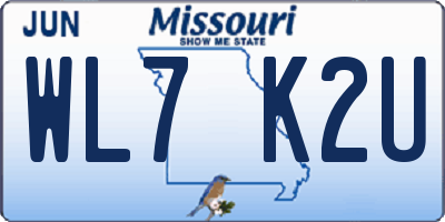 MO license plate WL7K2U