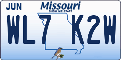 MO license plate WL7K2W