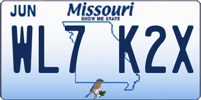 MO license plate WL7K2X