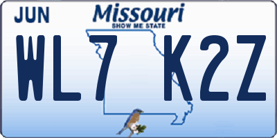 MO license plate WL7K2Z