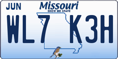 MO license plate WL7K3H