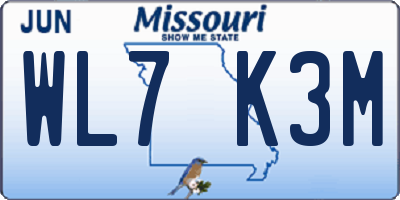 MO license plate WL7K3M