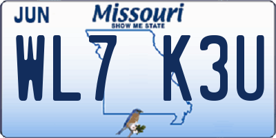 MO license plate WL7K3U