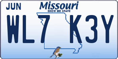 MO license plate WL7K3Y