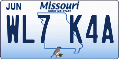 MO license plate WL7K4A