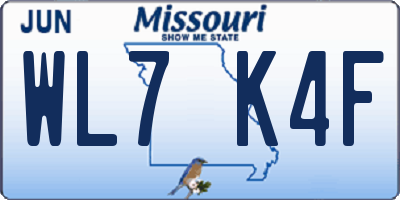 MO license plate WL7K4F