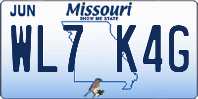 MO license plate WL7K4G