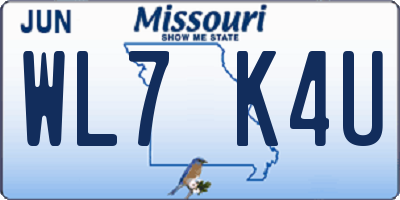 MO license plate WL7K4U