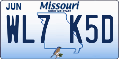 MO license plate WL7K5D