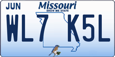 MO license plate WL7K5L