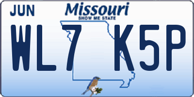 MO license plate WL7K5P