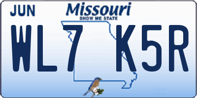 MO license plate WL7K5R