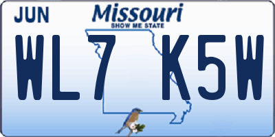 MO license plate WL7K5W
