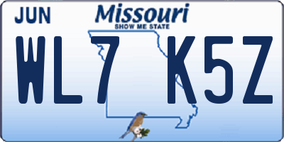 MO license plate WL7K5Z