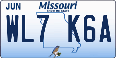 MO license plate WL7K6A