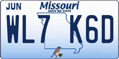 MO license plate WL7K6D