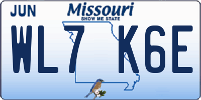 MO license plate WL7K6E