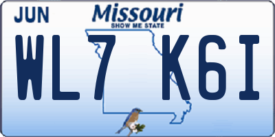 MO license plate WL7K6I