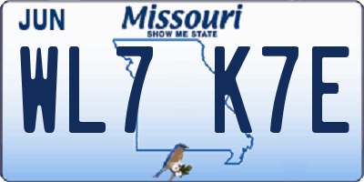 MO license plate WL7K7E