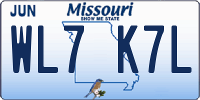 MO license plate WL7K7L