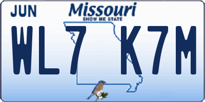MO license plate WL7K7M