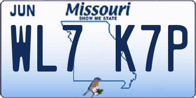 MO license plate WL7K7P