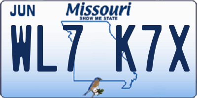MO license plate WL7K7X