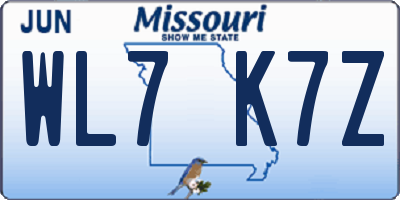 MO license plate WL7K7Z